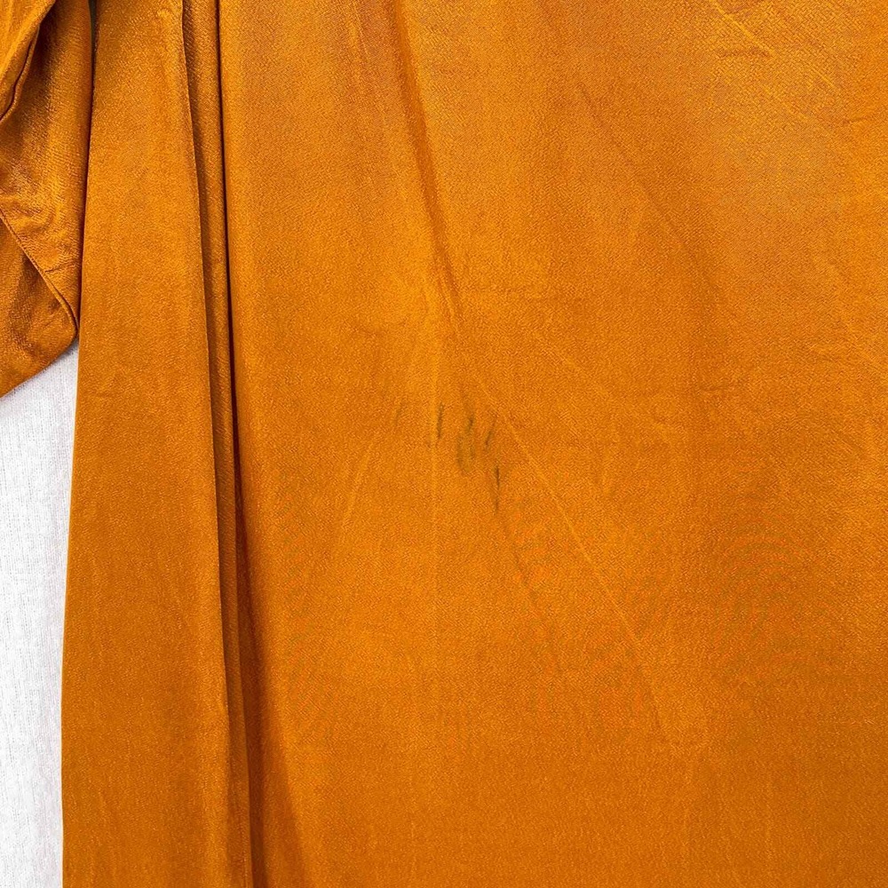 ENZA COSTA Hammered Satin Wrap Slip Skirt Women Medium Saffron Lightweight Midi - Picture 10 of 16